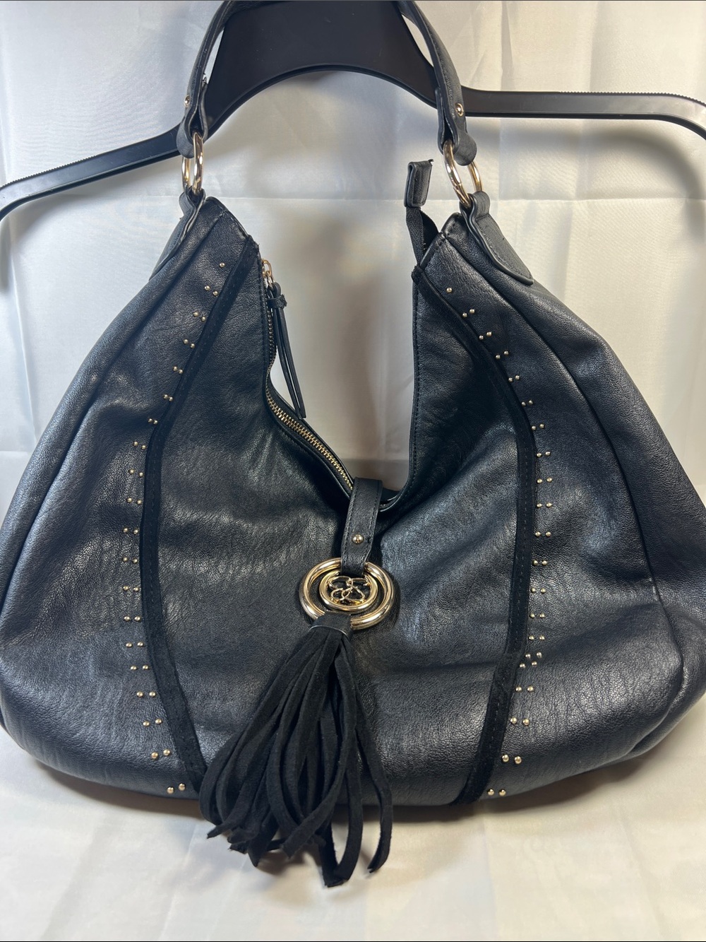 Jessica Simpson Black Leather Hobo with Gold Hardware